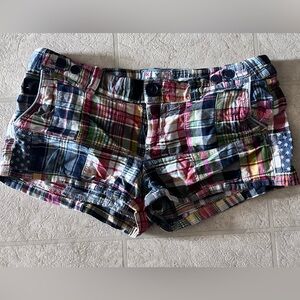 Vintage Y2K American Eagle Madras Patchwork Plaid Shorts size 2